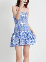 Mini Jurk met Geometrisch Patroon en Gerimpelde Zoom - Mini Dresses - Jurkjes.co