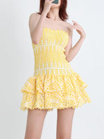 Mini Jurk met Geometrisch Patroon en Gerimpelde Zoom - Mini Dresses - Jurkjes.co