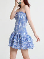 Mini Jurk met Geometrisch Patroon en Gerimpelde Zoom - Mini Dresses - Jurkjes.co
