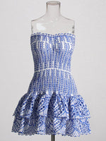 Mini Jurk met Geometrisch Patroon en Gerimpelde Zoom - Mini Dresses - Jurkjes.co