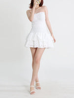 Mini Jurk met Geometrisch Patroon en Gerimpelde Zoom - Mini Dresses - Jurkjes.co