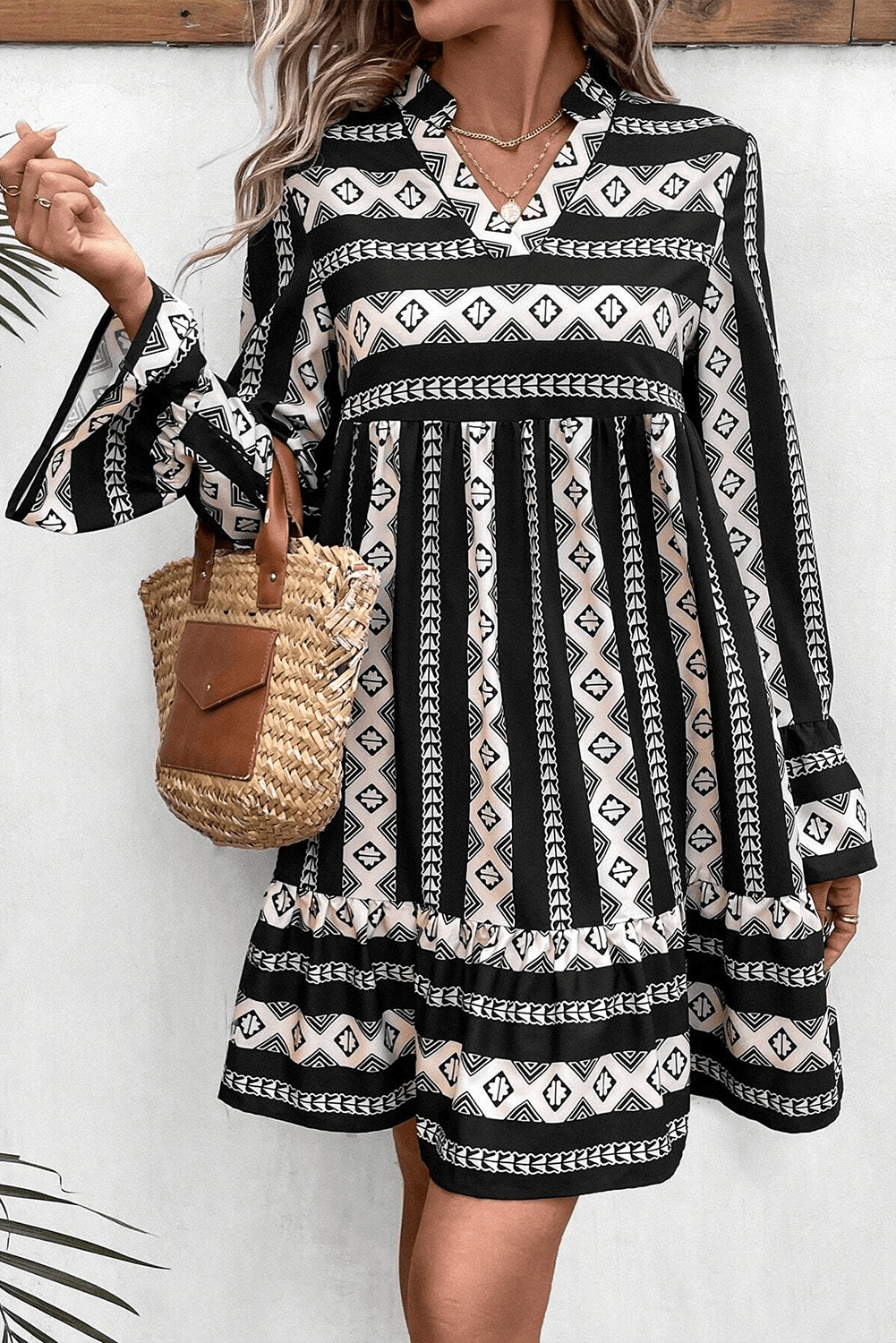 Mini Jurk met Geometrische Print - Mini Dresses - Jurkjes.co