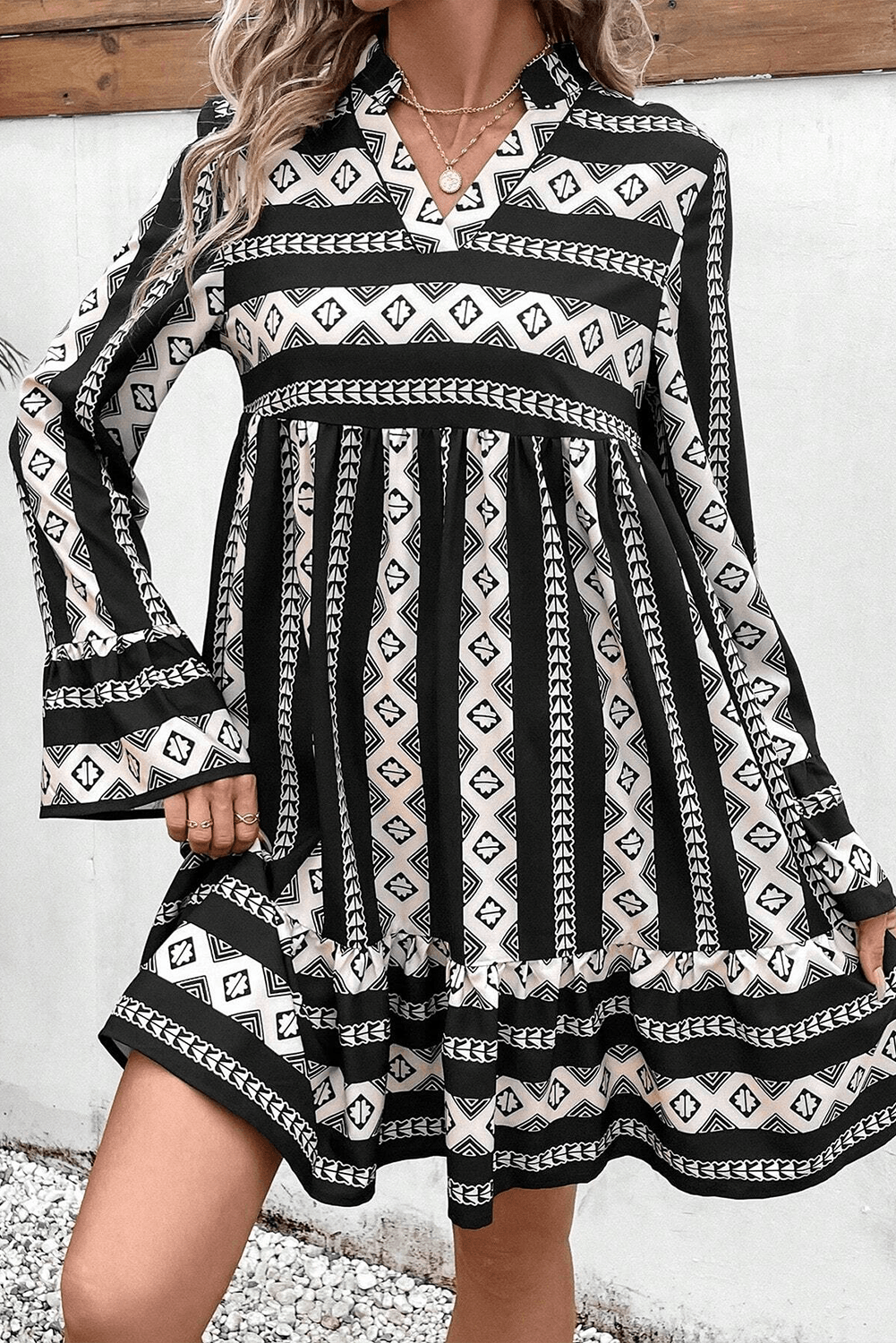Mini Jurk met Geometrische Print - Mini Dresses - Jurkjes.co