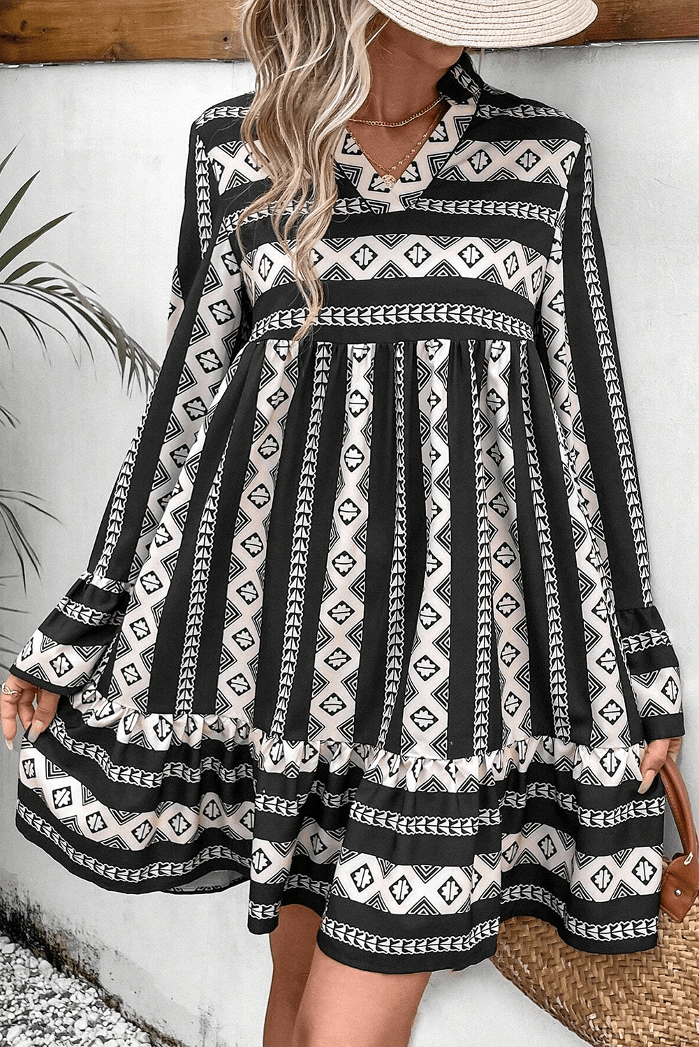 Mini Jurk met Geometrische Print - Mini Dresses - Jurkjes.co
