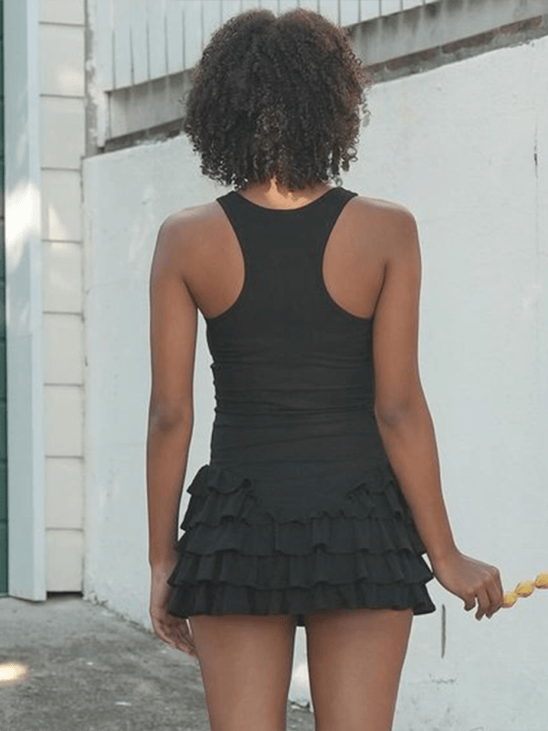 Mini Jurk met Gestapelde Volantskirt - Mini Dresses - Jurkjes.co