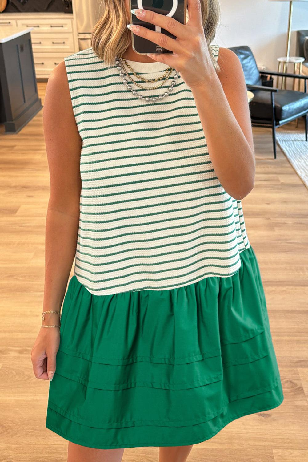 Mini Jurk met Gestreept Lijfje - Mini Dresses - Jurkjes.co