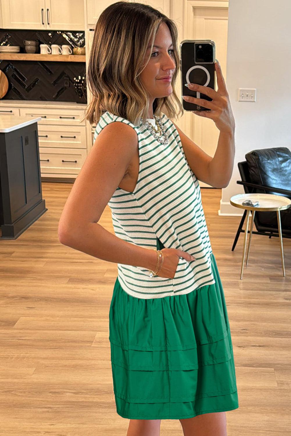 Mini Jurk met Gestreept Lijfje - Mini Dresses - Jurkjes.co