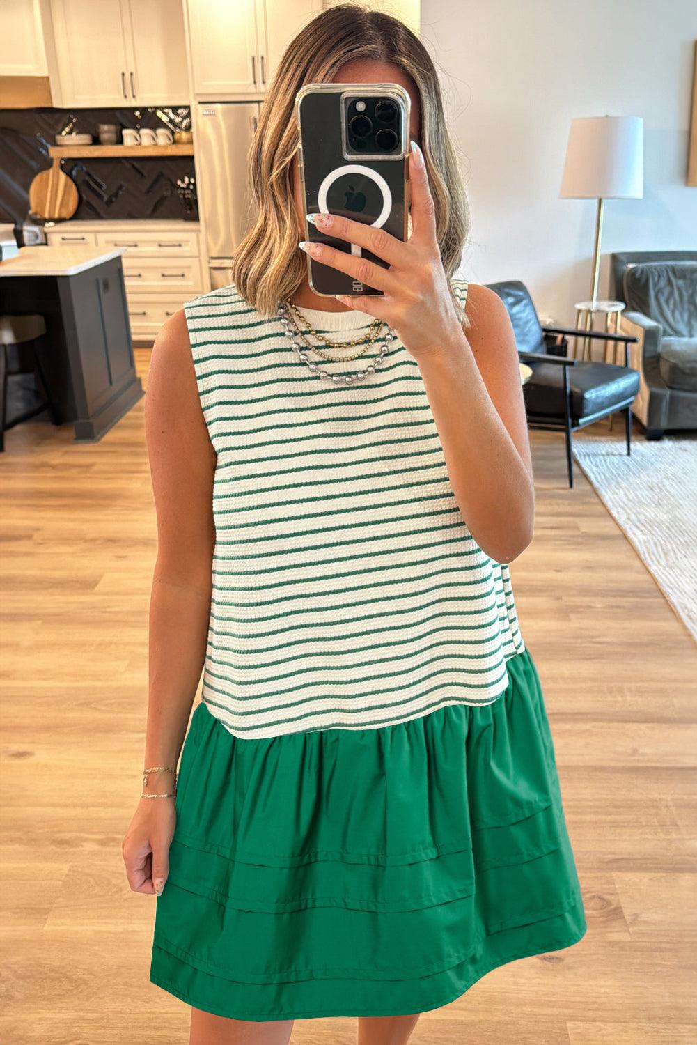 Mini Jurk met Gestreept Lijfje - Mini Dresses - Jurkjes.co