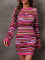 Mini Jurk met Gestreept Patchwork Design - Group3 - Jurkjes.co