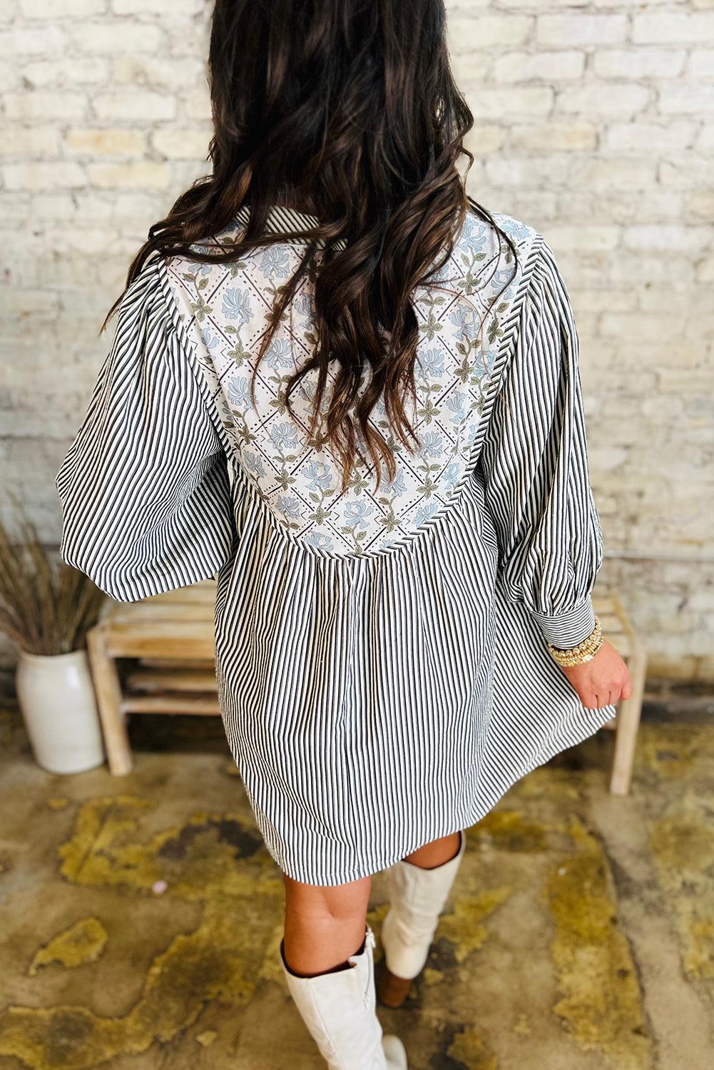 Mini Jurk met Gestreept Patchwork - Mini Dresses - Jurkjes.co