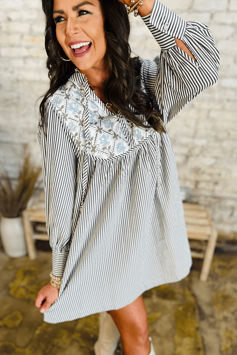 Mini Jurk met Gestreept Patchwork - Mini Dresses - Jurkjes.co