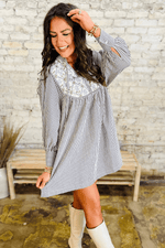 Mini Jurk met Gestreept Patchwork - Mini Dresses - Jurkjes.co