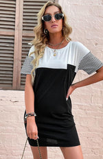 Mini Jurk met Gestreept Patchworkdesign - Mini Dresses - Jurkjes.co