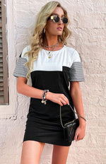 Mini Jurk met Gestreept Patchworkdesign - Mini Dresses - Jurkjes.co