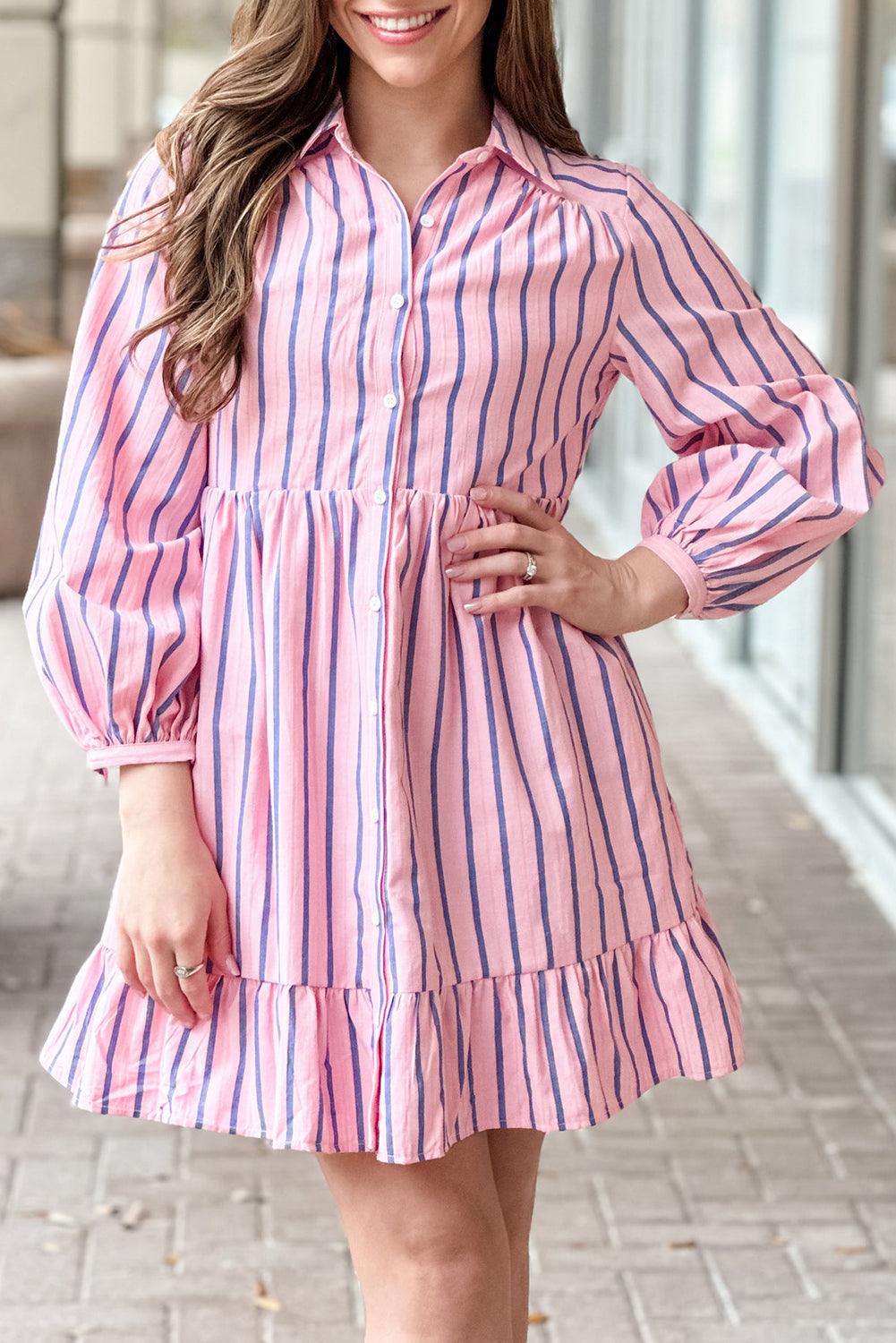 Mini Jurk met Gestreept Patroon - Mini Dresses - Jurkjes.co
