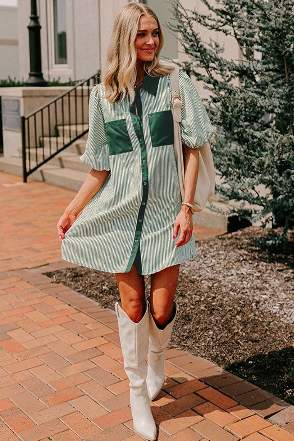 Mini Jurk met Gestreept Patroon - Mini Dresses - Jurkjes.co
