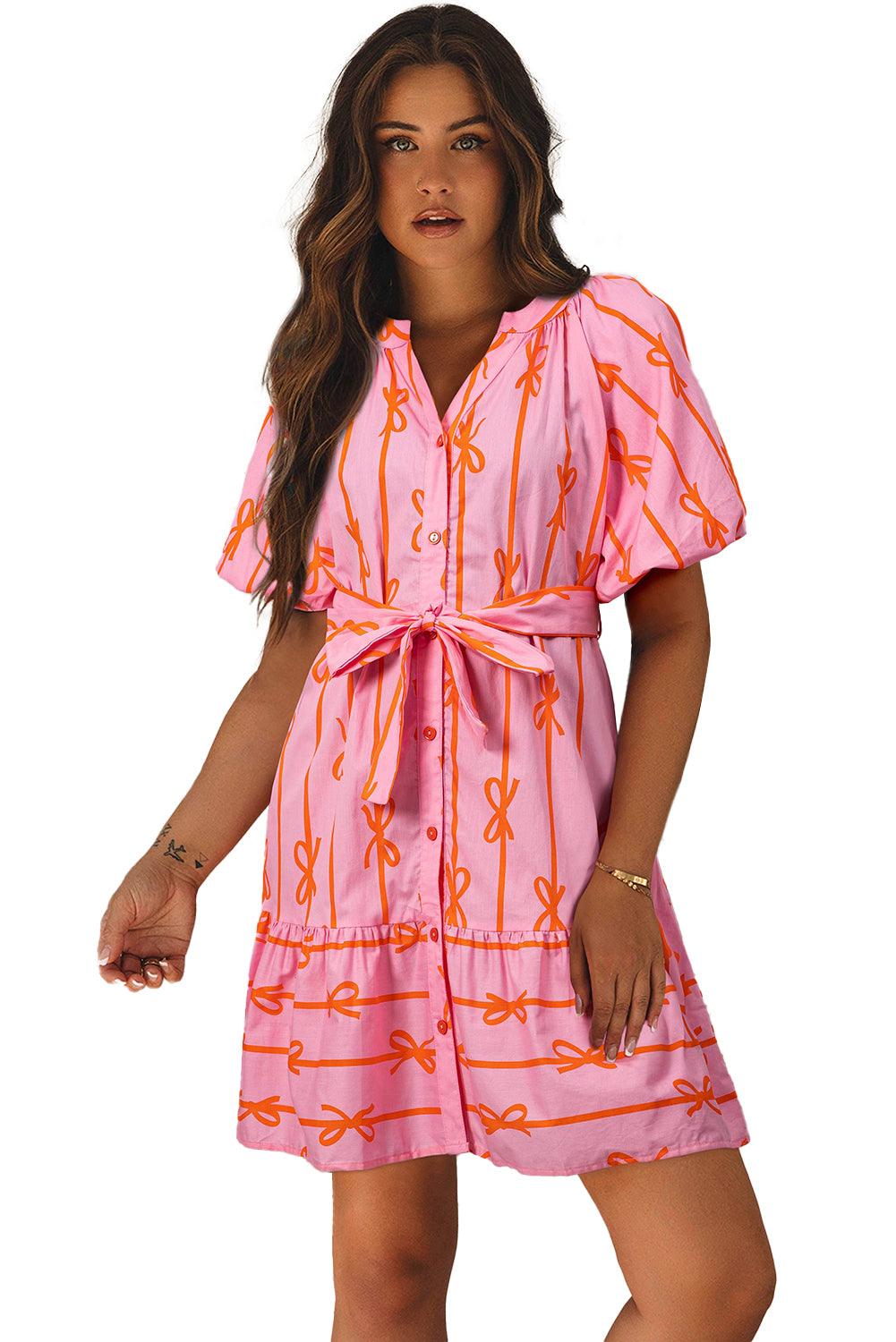 Mini Jurk met Gestreept Strikdetail - Mini Dresses - Jurkjes.co