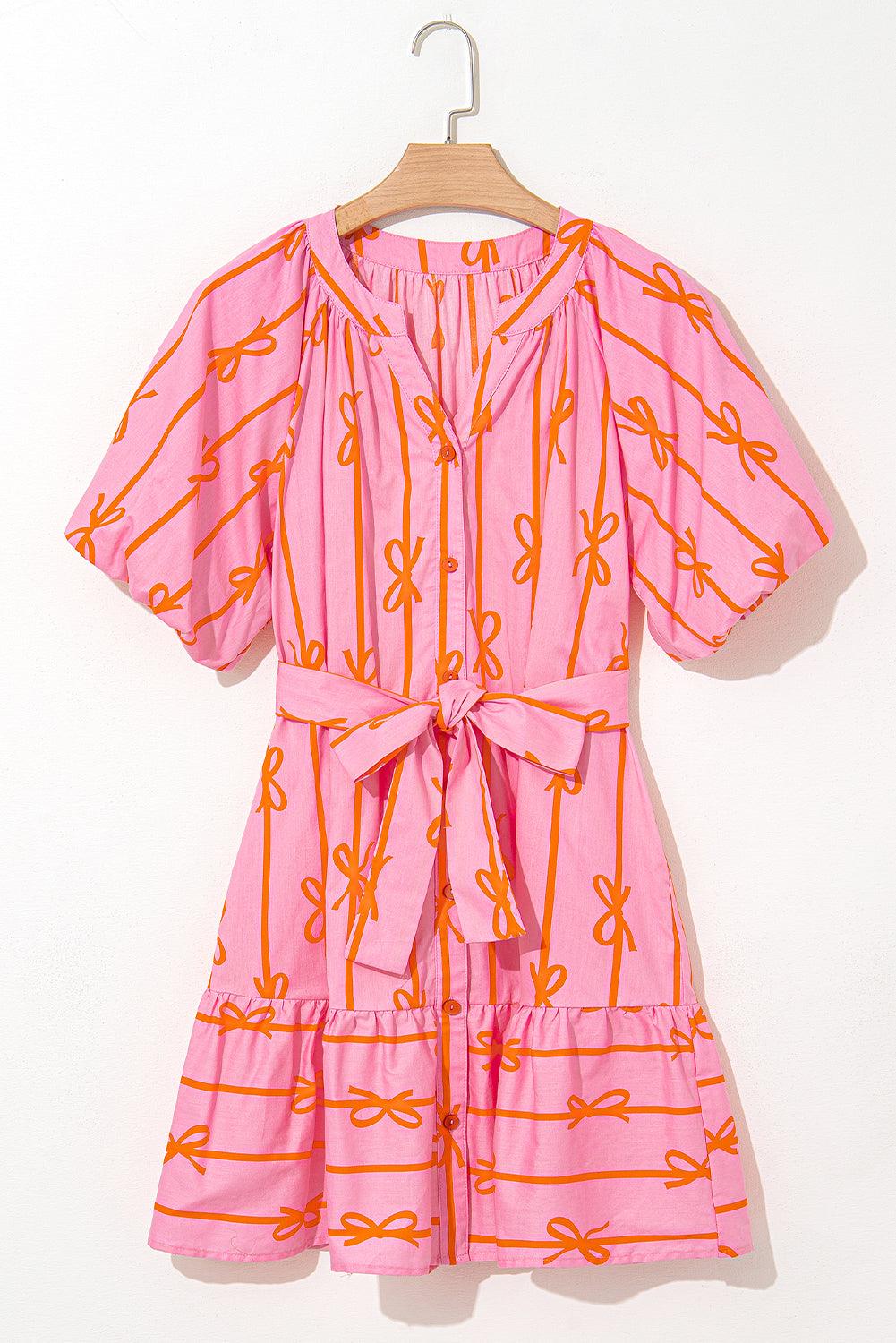 Mini Jurk met Gestreept Strikdetail - Mini Dresses - Jurkjes.co