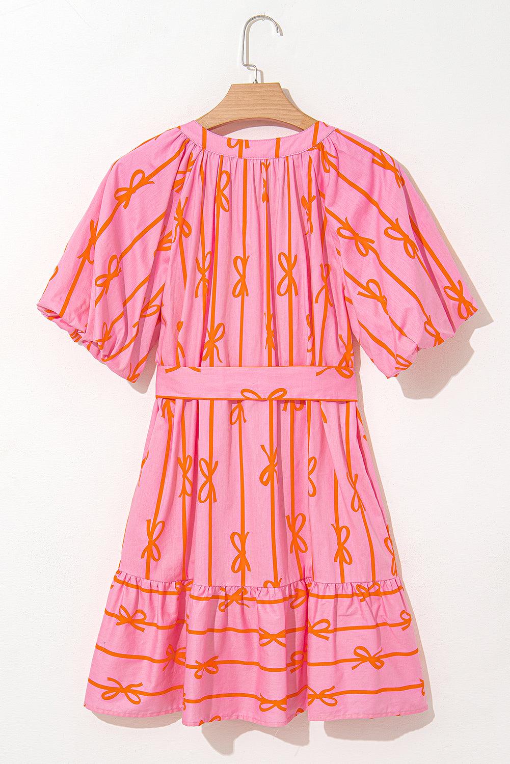 Mini Jurk met Gestreept Strikdetail - Mini Dresses - Jurkjes.co