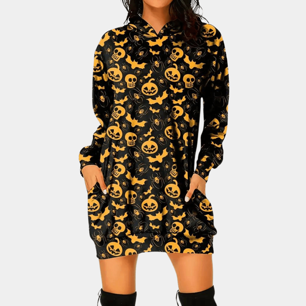 Mini Jurk met Halloweenprint en Capuchon - Dresses - Jurkjes.co