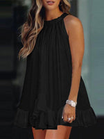 Mini Jurk met Halterhals en Rimpelzoom - Mini Dresses - Jurkjes.co