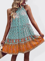 Mini Jurk met Halterneck en Patchwork Print - Midi Dresses - Jurkjes.co