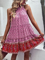 Mini Jurk met Halterneck en Patchwork Print - Midi Dresses - Jurkjes.co