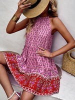 Mini Jurk met Halterneck en Patchwork Print - Midi Dresses - Jurkjes.co