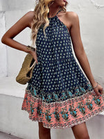 Mini Jurk met Halterneck en Patchwork Print - Midi Dresses - Jurkjes.co