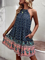 Mini Jurk met Halterneck en Patchwork Print - Midi Dresses - Jurkjes.co