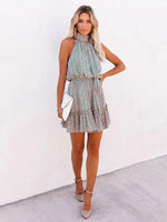 Mini Jurk met Halternek en Bloemenprint - Group6 - Jurkjes.co