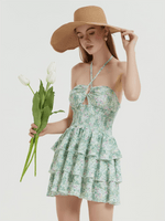 Mini Jurk met Halternek en Bloemenprint - Mini Dresses - Jurkjes.co