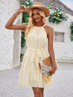 Mini Jurk met Halternek en Gestapelde Lagen - Group3 - Jurkjes.co