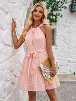 Mini Jurk met Halternek en Gestapelde Lagen - Group3 - Jurkjes.co