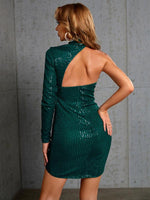 Mini Jurk met Halternek en Glinsterend Design - Group14 - Jurkjes.co