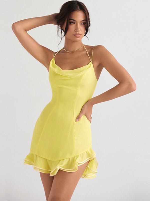 Mini Jurk met Halternek en Ruches - Group12 - Jurkjes.co