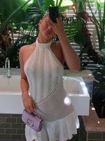 Mini Jurk met Halternek en Uitlopende Zoom - Group6 - Jurkjes.co