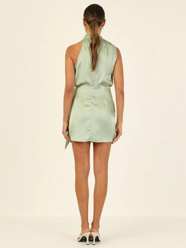 Mini Jurk met Halternekkraag en Drapé - Mini Dresses - Jurkjes.co