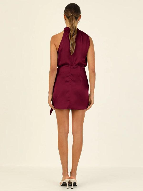Mini Jurk met Halternekkraag en Drapé - Mini Dresses - Jurkjes.co