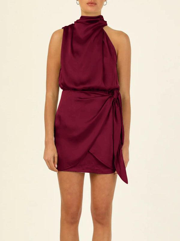 Mini Jurk met Halternekkraag en Drapé - Mini Dresses - Jurkjes.co