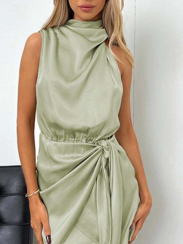 Mini Jurk met Halternekkraag en Drapé - Mini Dresses - Jurkjes.co