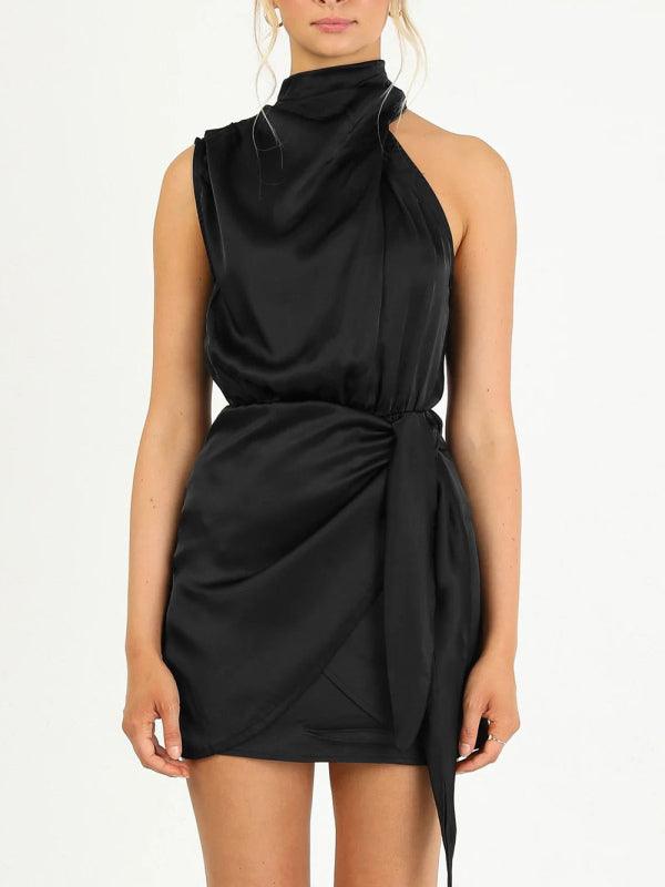Mini Jurk met Halternekkraag en Drapé - Mini Dresses - Jurkjes.co