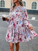 Mini Jurk met Hoge Hals en Bloemenprint - Mini Dresses - Jurkjes.co