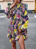 Mini Jurk met Hoge Hals en Bloemenprint - Mini Dresses - Jurkjes.co