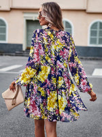 Mini Jurk met Hoge Hals en Bloemenprint - Mini Dresses - Jurkjes.co