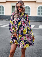 Mini Jurk met Hoge Hals en Bloemenprint - Mini Dresses - Jurkjes.co