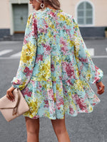 Mini Jurk met Hoge Hals en Bloemenprint - Mini Dresses - Jurkjes.co