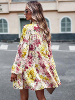 Mini Jurk met Hoge Hals en Bloemenprint - Mini Dresses - Jurkjes.co