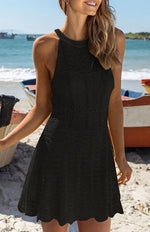 Mini Jurk met Hoge Hals en Effen Design - Mini Dresses - Jurkjes.co