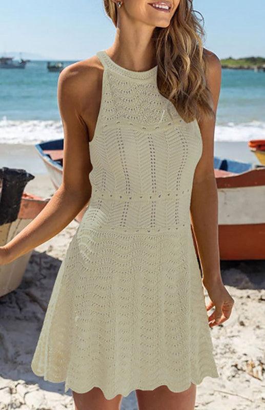 Mini Jurk met Hoge Hals en Effen Design - Mini Dresses - Jurkjes.co